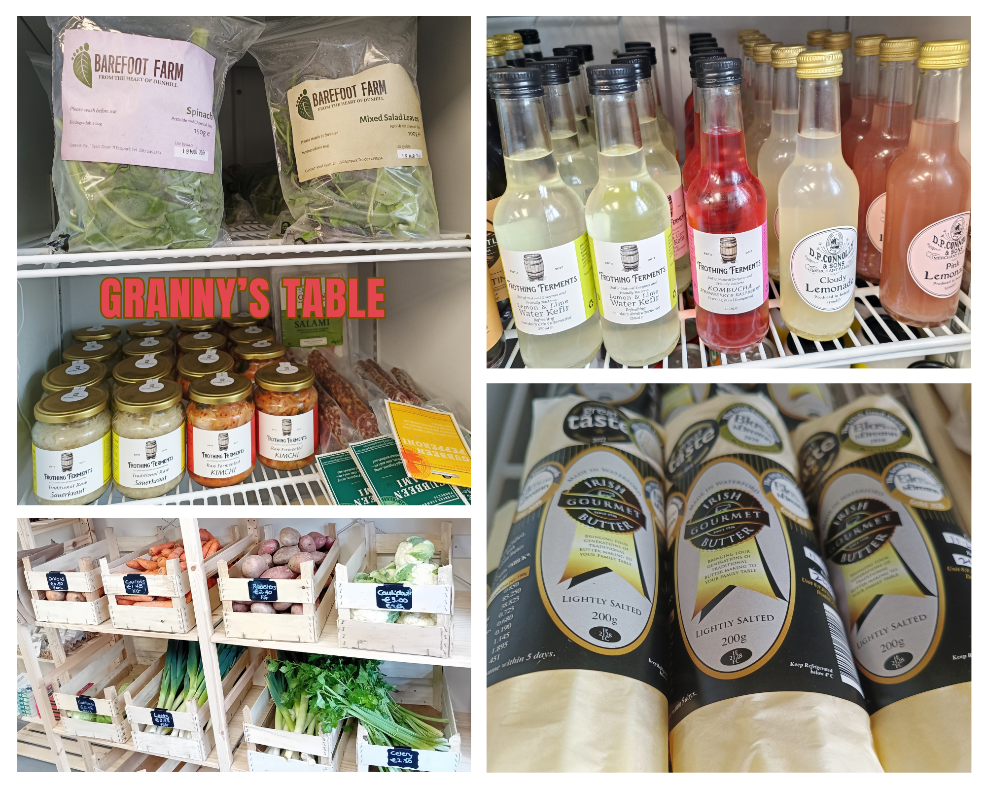 Selection of food products available in Granny's Table farm shop