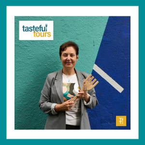 Sinead from Tasteful Tours holding a fork